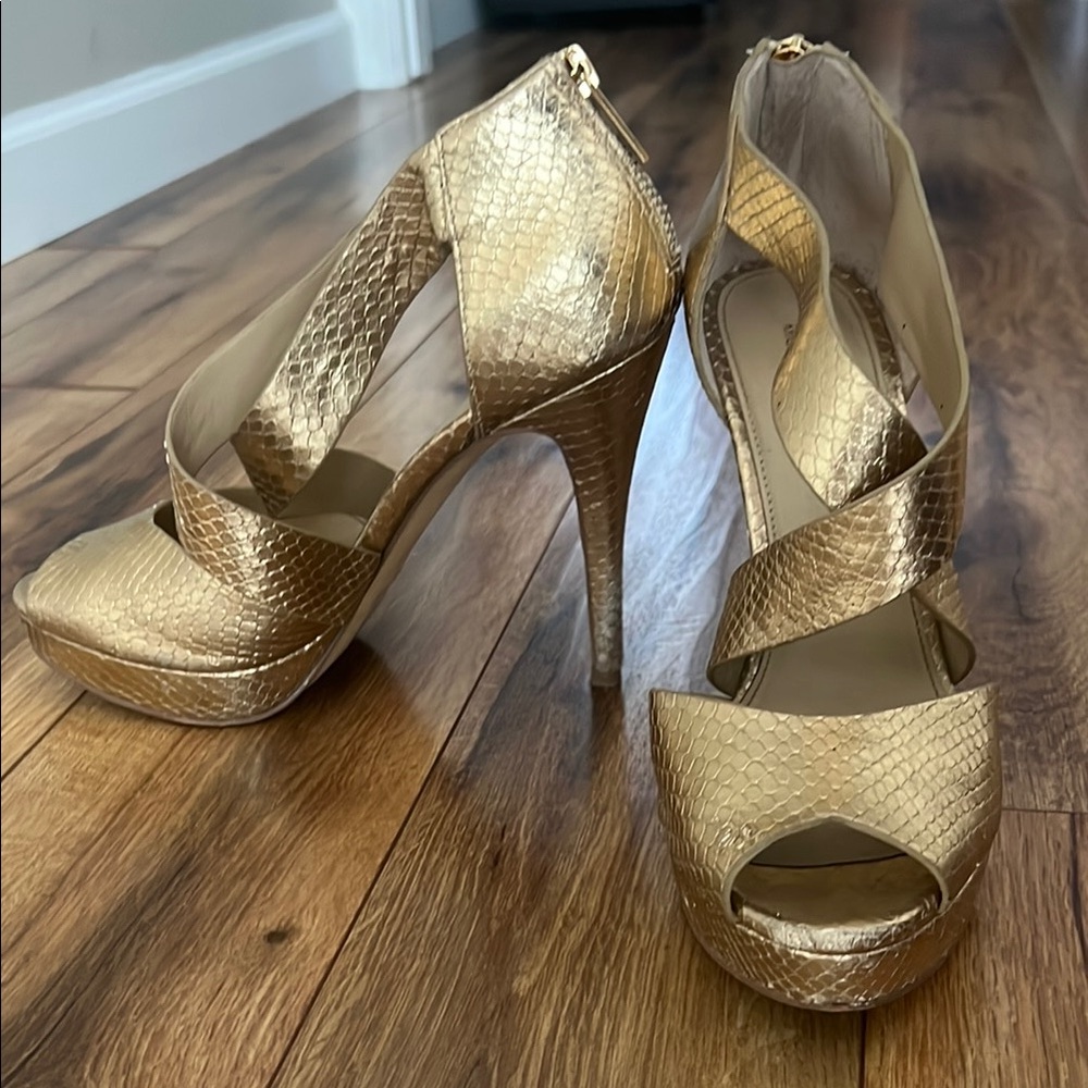 Elegant Gold High Heel Sandals